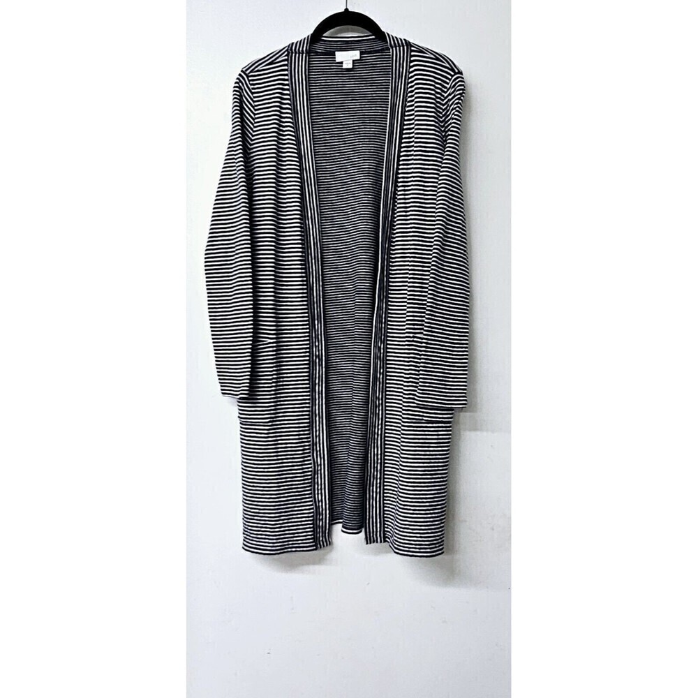J JILL Long Sleeve Open Front 100% Cotton Front Pocket Women Cardigan (M)